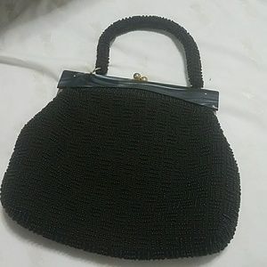 Vintage 40's beaded black bag